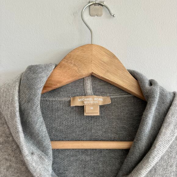 Michael Kors Collection Cashmere Diamanté-Cord Zip Hoodie Sweater Gray M - Picture 5 of 7